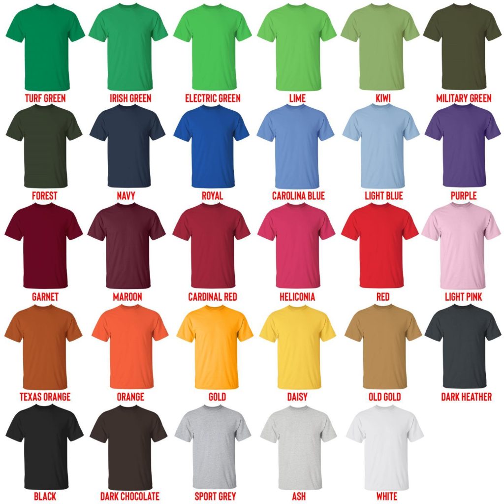 t shirt color chart - Amphibia Store